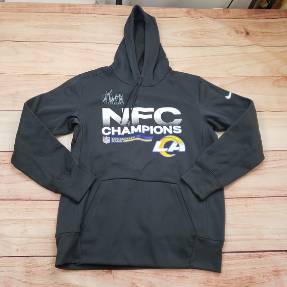 Los Angeles Rams Hoodie Mens Medium Black NFL Football Nike Dri-FIT NFC Champs - Picture 1 of 12